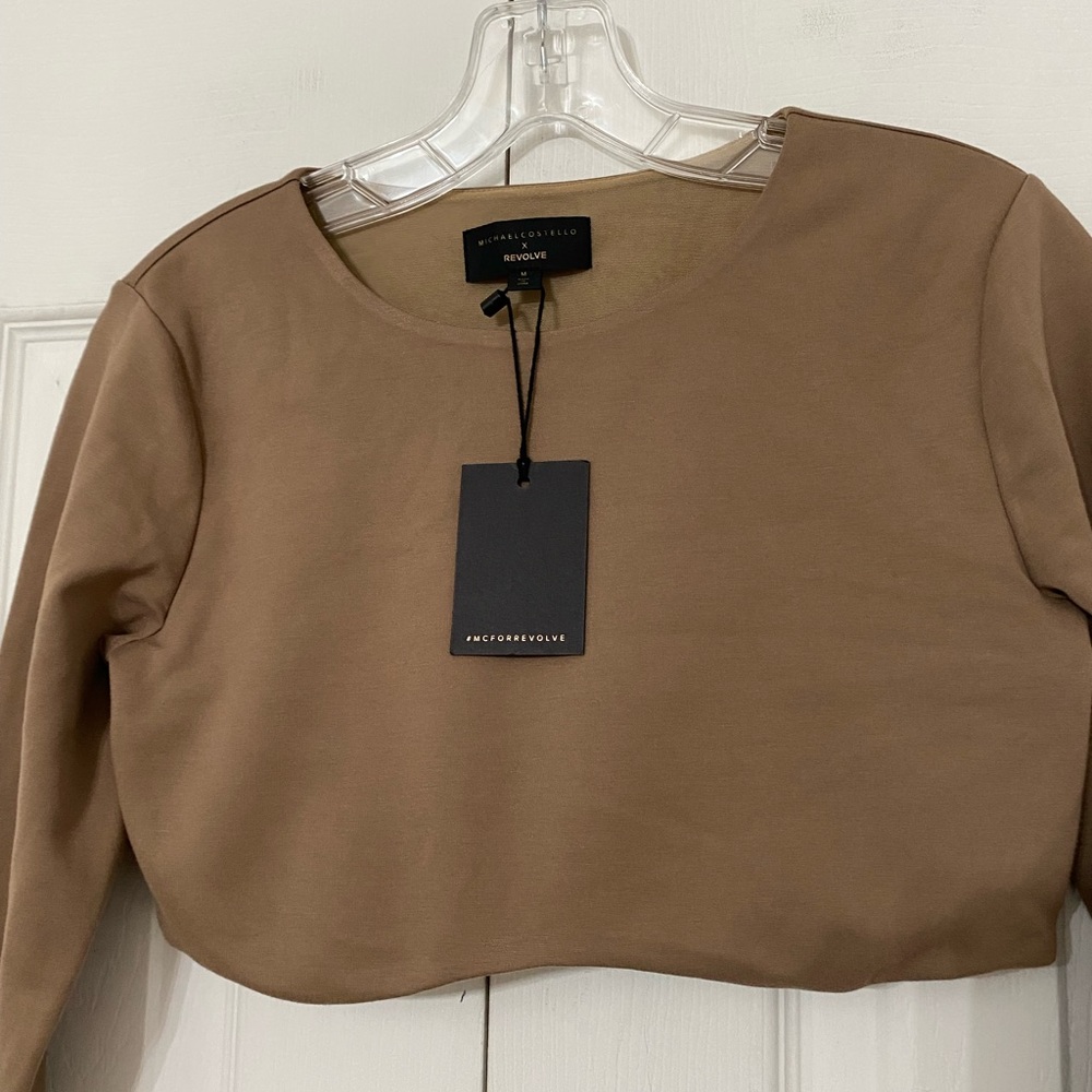 NWT MICHEAL COSTELLO X REVOLVE Ellis Taupe Cropped Top M - Picture 8 of 12